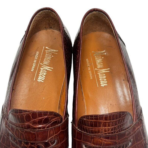 NEIMAN MARCUS  100% Genuine Alligator Handmade Mens Loafers Brown Sz 10.5 🔥 - Picture 4 of 9